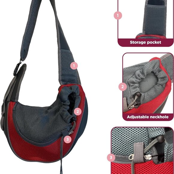 (NWOT) PAW PUPPY Pet Sling. Red, S - Picture 3 of 9